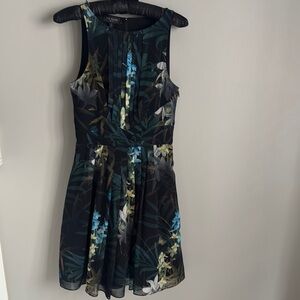Floral Sleeveless Dress - Black and Blue